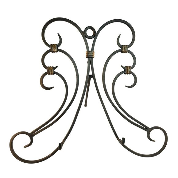 Metal Scrollwork Easel Stand For Books Photos & Tablets - Antique Bronze Finish - Picture 1 of 7